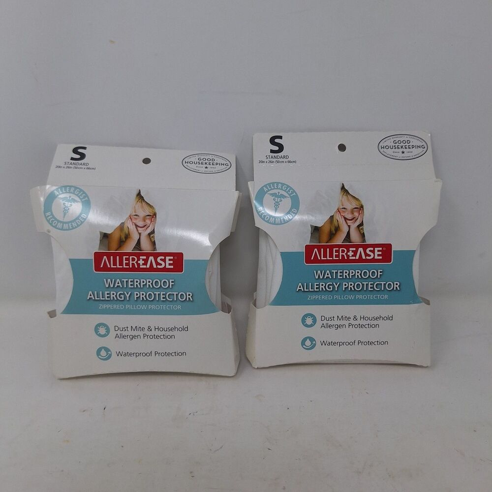 AllerEase Set Of 2 Waterproof Zippered Pillow Protector Dust Mite Allergy Spills